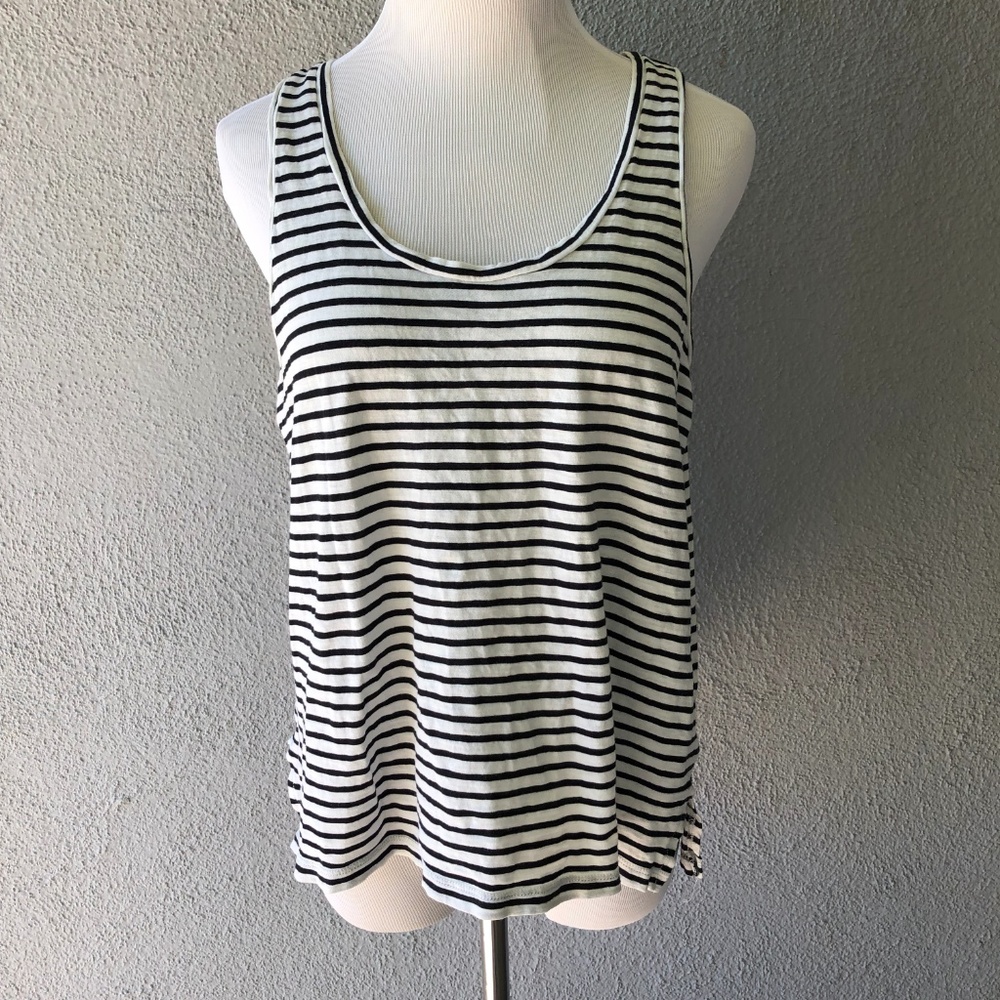 Madewell Black and White Striped Cotton Tank - M